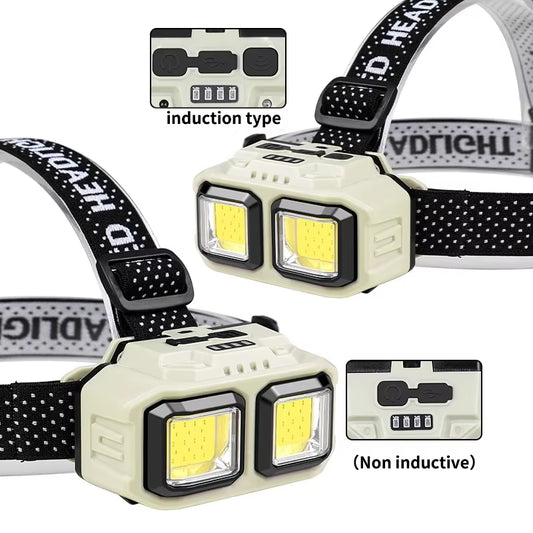 Dual‑Lens USB‑C Rechargeable Headlamp – Dual-Beam LED, Motion Sensor, Waterproof | Hike This Supply