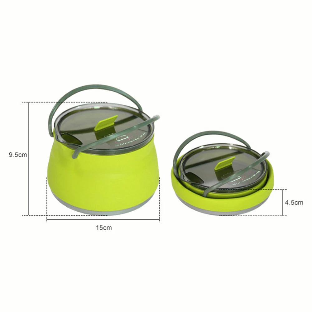 Collapsible Camping Kettle – 2.5L Silicone Foldable Cook Pot with Handle & Lid for Hiking, Backpacking, Outdoor Cooking | Hike This Supply