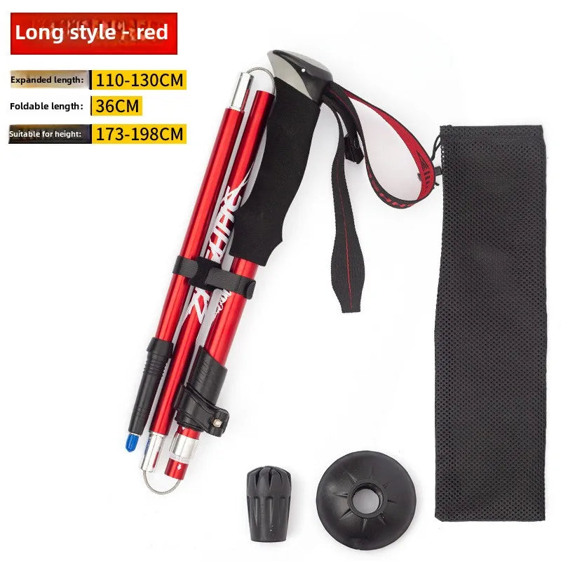 Ultra Lightweight Collapsible Trekking Pole Five-Fold Walking Stick for Hiking Camping Backpacking Aluminum Alloy Trekking Pole