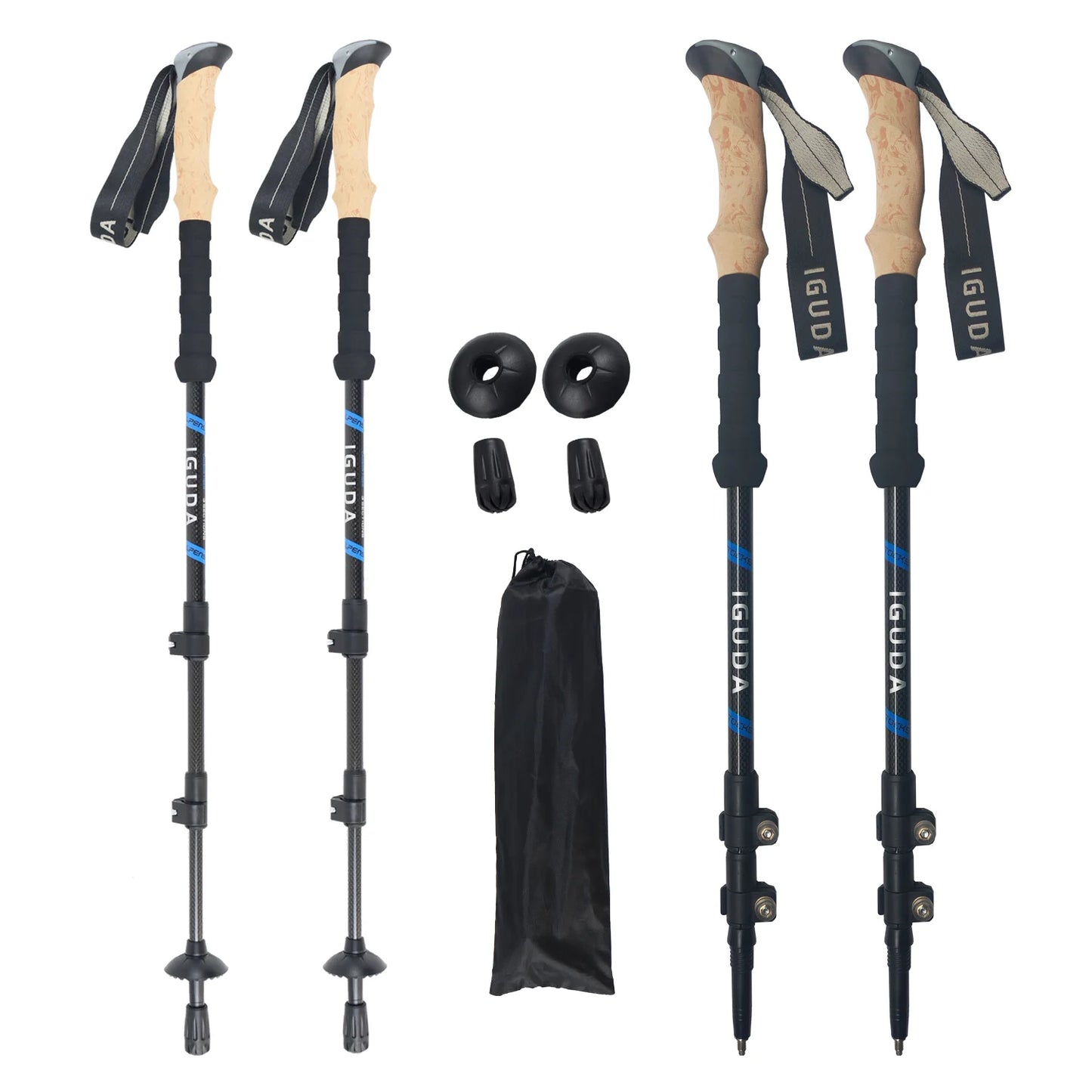 Trekking Poles Carbon Fiber Collapsible Telescopic Sticks Lightweight Walking Hiking Stick Climbing Stick Telescopic Cane
