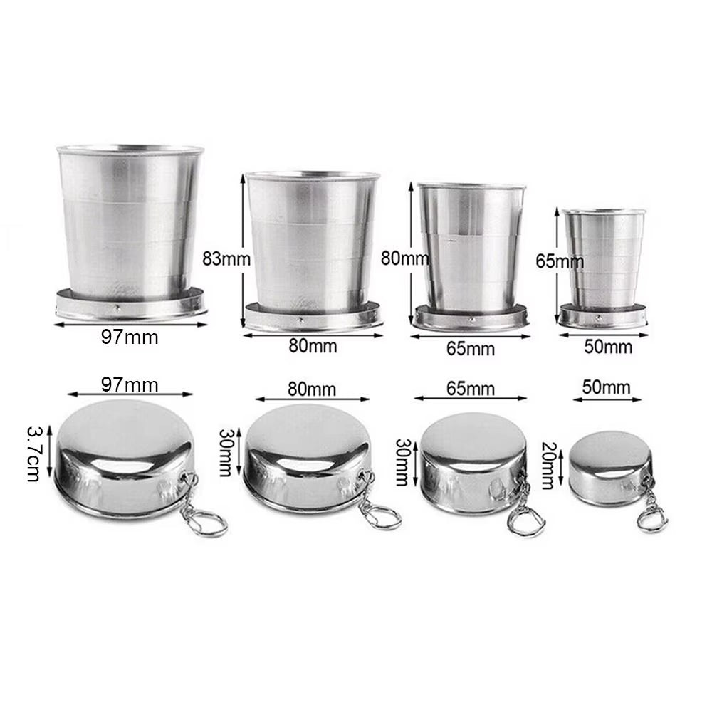 Stainless Steel Collapsible Travel Cup – Folding Telescopic Mug with Lid & Keychain for Hiking, Camping, Backpacking | Hike This Supply