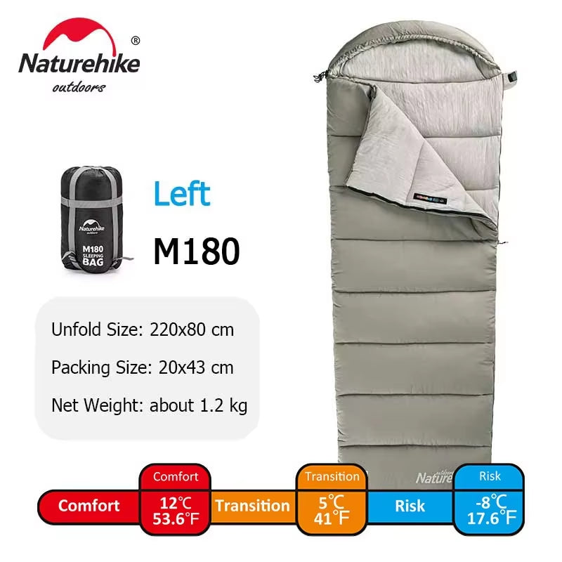 Naturehike M-Series Sleeping Bags – M180/M300/M400 Lightweight, Double & Winter-Ready Sleeping Bags for Spring & Autumn Camping | Hike This Supply