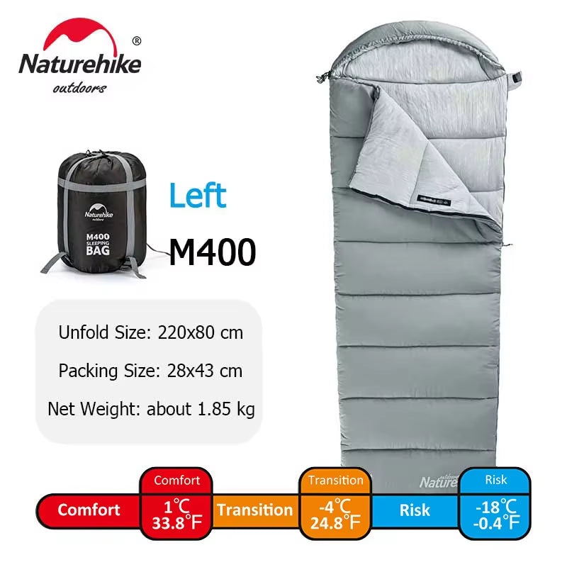 Naturehike M-Series Sleeping Bags – M180/M300/M400 Lightweight, Double & Winter-Ready Sleeping Bags for Spring & Autumn Camping | Hike This Supply