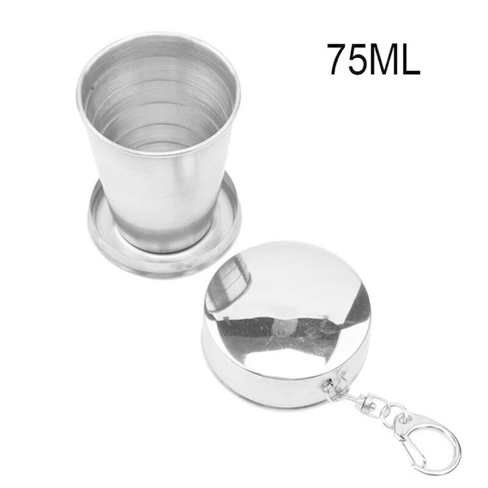 Stainless Steel Collapsible Travel Cup – Folding Telescopic Mug with Lid & Keychain for Hiking, Camping, Backpacking | Hike This Supply