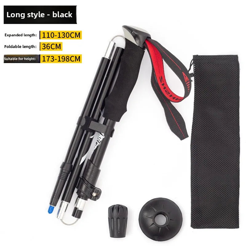 Ultra Lightweight Collapsible Trekking Pole Five-Fold Walking Stick for Hiking Camping Backpacking Aluminum Alloy Trekking Pole