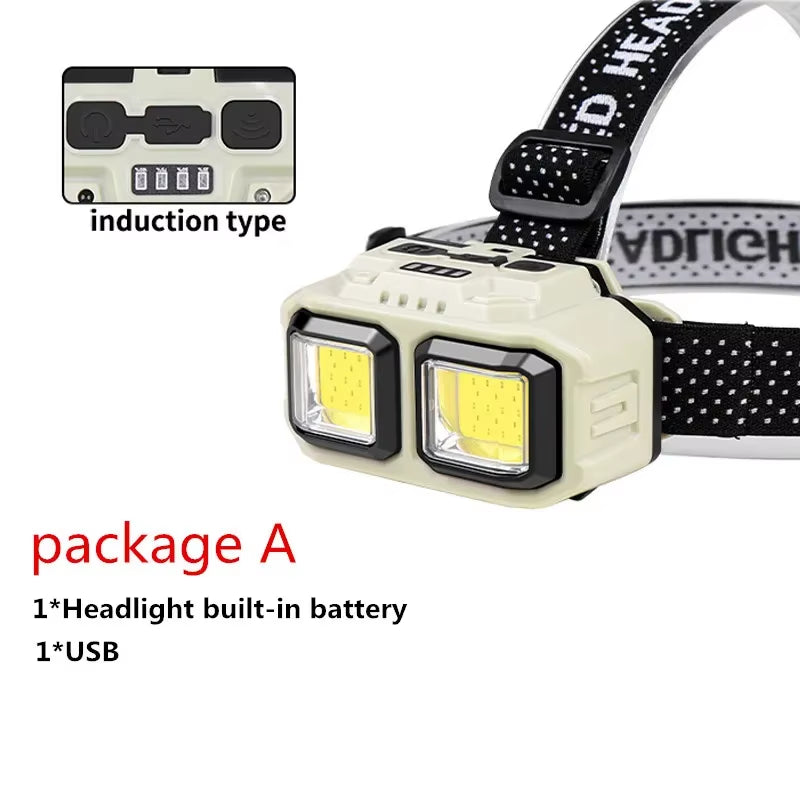 Dual‑Lens USB‑C Rechargeable Headlamp – Dual-Beam LED, Motion Sensor, Waterproof | Hike This Supply