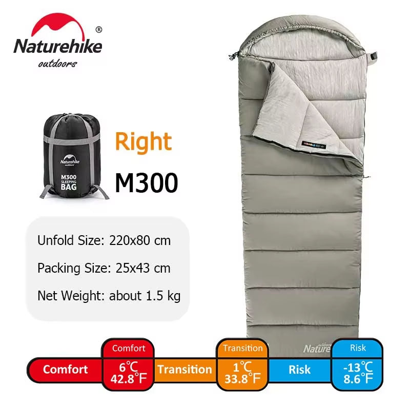 Naturehike M-Series Sleeping Bags – M180/M300/M400 Lightweight, Double & Winter-Ready Sleeping Bags for Spring & Autumn Camping | Hike This Supply