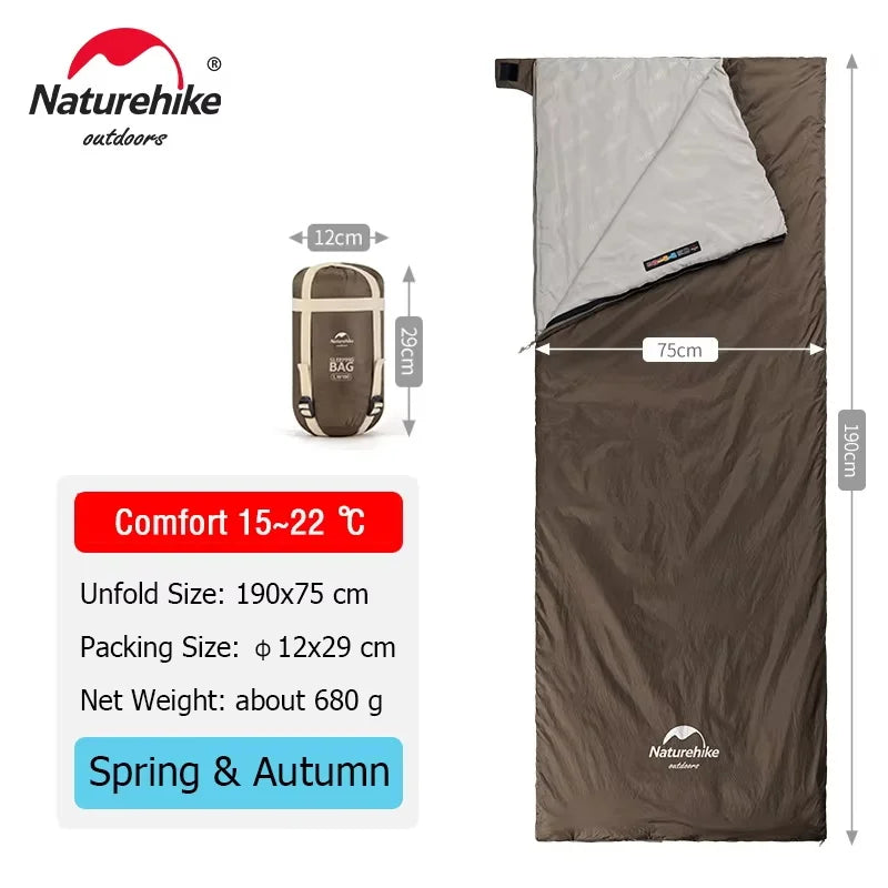 Naturehike LW180 Ultralight Cotton Sleeping Bag – Compact 3-Season Waterproof Sleeping Bag for Hiking & Camping | Hike This Supply