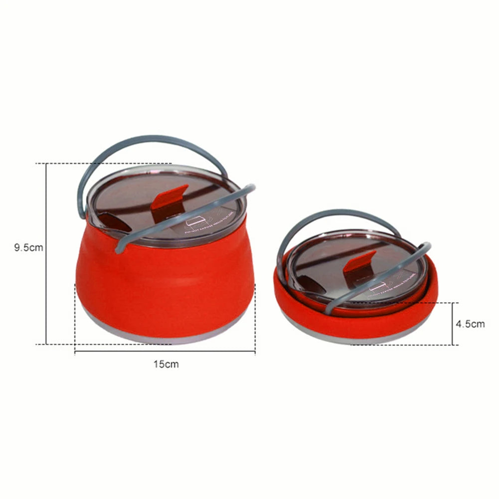 Collapsible Camping Kettle – 2.5L Silicone Foldable Cook Pot with Handle & Lid for Hiking, Backpacking, Outdoor Cooking | Hike This Supply