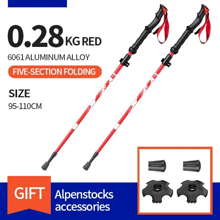 2Pcs Ultralight Trekking Poles Walking Sticks Hiking Canes Folding Aluminum Walking Pole Nodic Walking Sticks