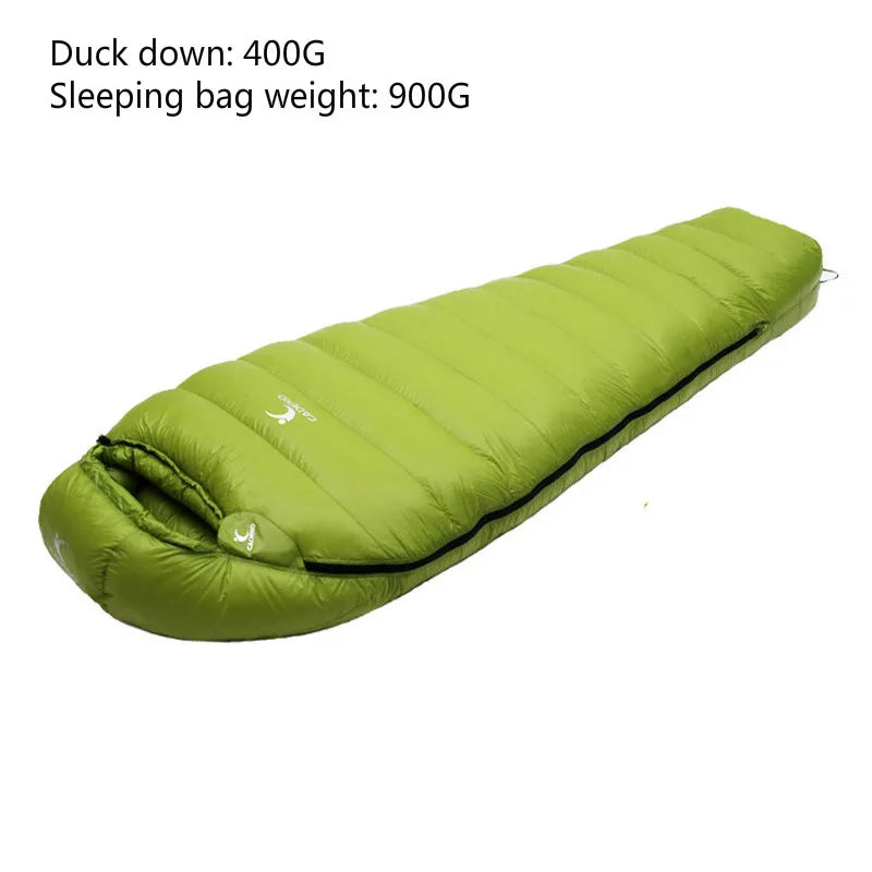 CADENO New DUCK down 400G Winter Autumn Mummies Ultra Light down Sleeping Bag Outdoor Travel Camping Nylon White Duck