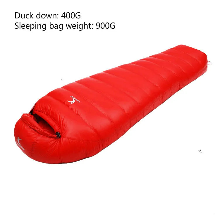 CADENO New DUCK down 400G Winter Autumn Mummies Ultra Light down Sleeping Bag Outdoor Travel Camping Nylon White Duck