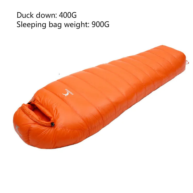 CADENO New DUCK down 400G Winter Autumn Mummies Ultra Light down Sleeping Bag Outdoor Travel Camping Nylon White Duck