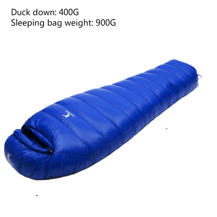 CADENO New DUCK down 400G Winter Autumn Mummies Ultra Light down Sleeping Bag Outdoor Travel Camping Nylon White Duck