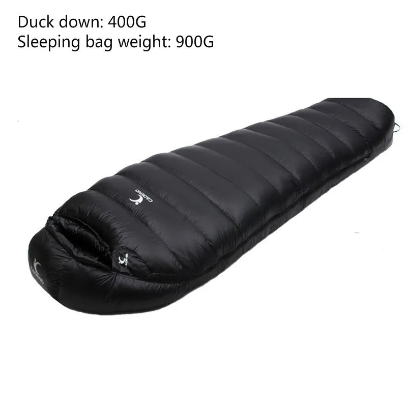 CADENO New DUCK down 400G Winter Autumn Mummies Ultra Light down Sleeping Bag Outdoor Travel Camping Nylon White Duck
