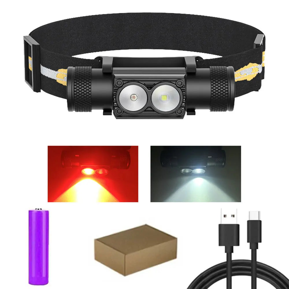 USB-C Rechargeable Mini LED Headlamp – White & Red Light Modes, IP66 Waterproof, 150M Beam Range | Hike This Supply
