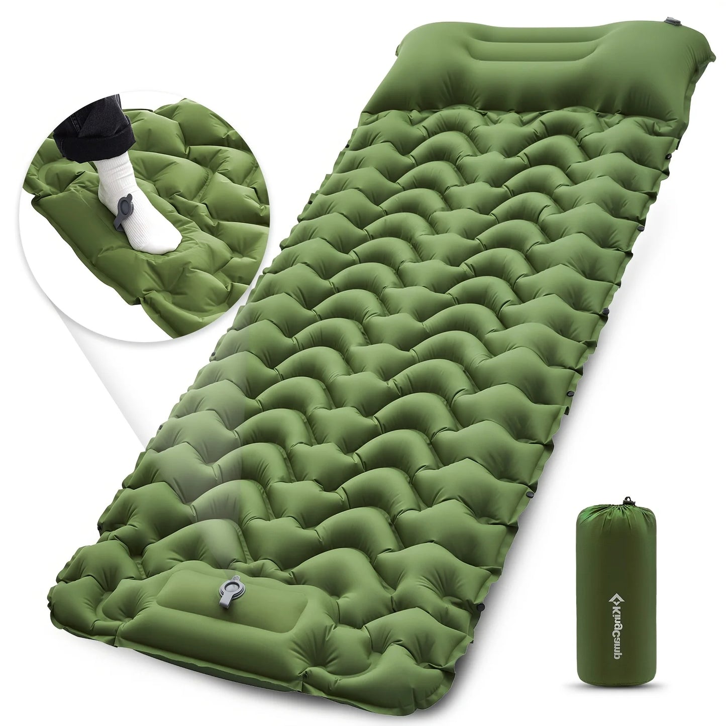 Self-Inflating Camping Sleeping Pad with Built-In Pillow & Foot Pump – Ultralight Waterproof Mat for Hiking & Backpacking | Hike This Supply