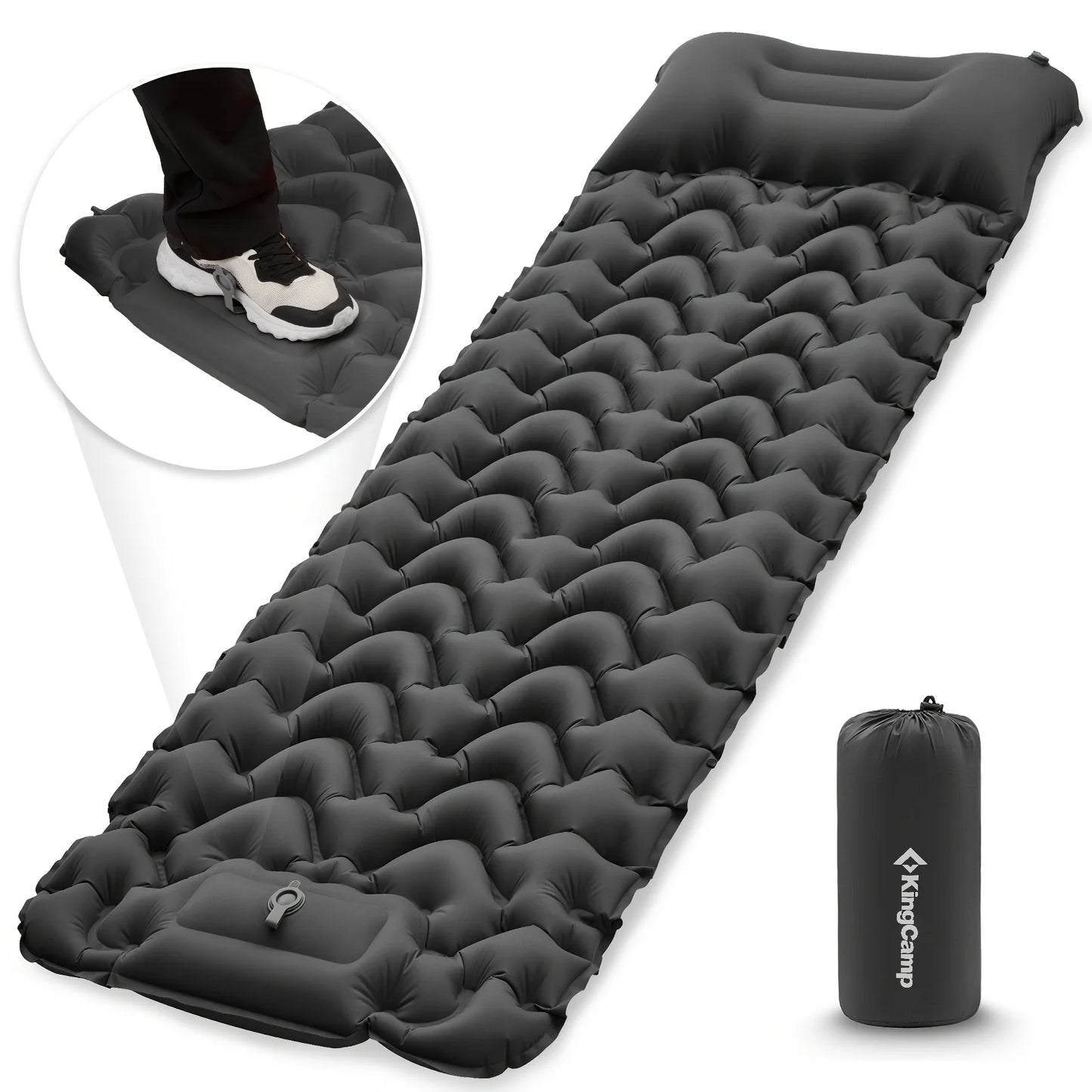 Self-Inflating Camping Sleeping Pad with Built-In Pillow & Foot Pump – Ultralight Waterproof Mat for Hiking & Backpacking | Hike This Supply