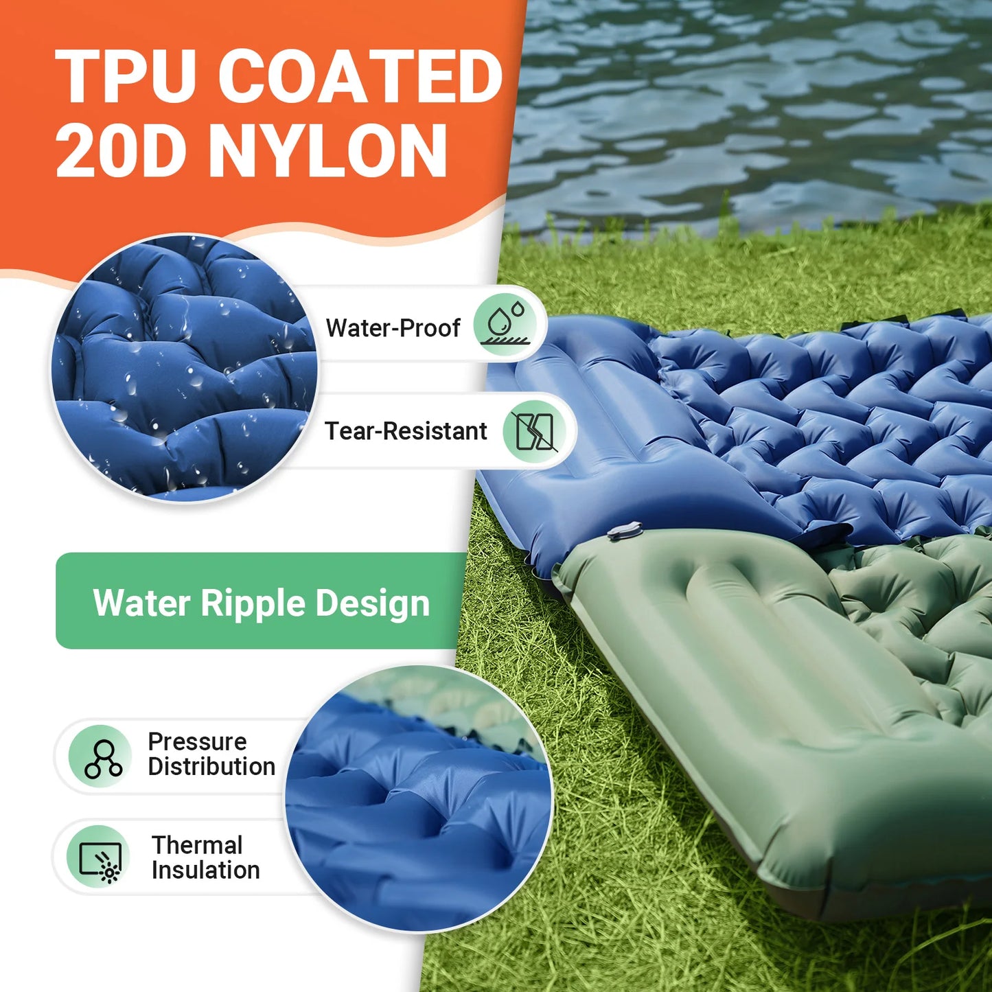 Self-Inflating Camping Sleeping Pad with Built-In Pillow & Foot Pump – Ultralight Waterproof Mat for Hiking & Backpacking | Hike This Supply
