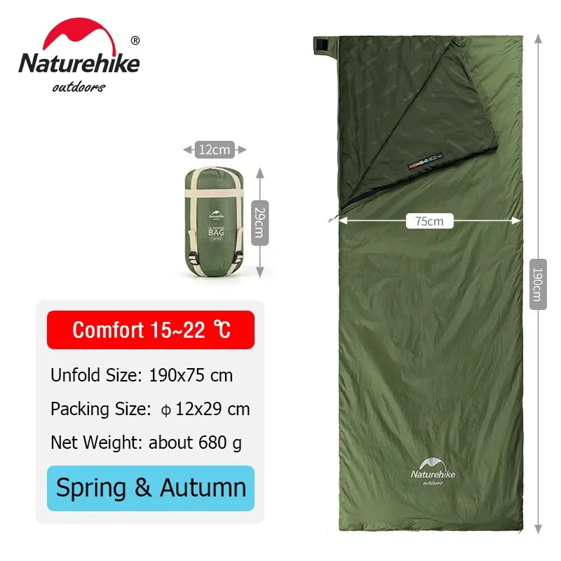 Naturehike LW180 Ultralight Cotton Sleeping Bag – Compact 3-Season Waterproof Sleeping Bag for Hiking & Camping | Hike This Supply