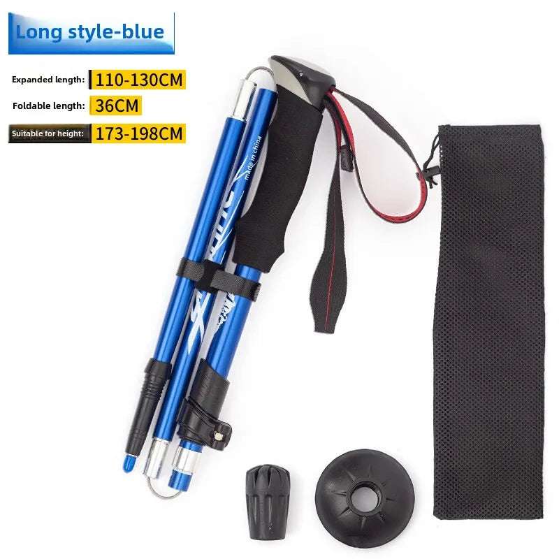 Ultra Lightweight Collapsible Trekking Pole Five-Fold Walking Stick for Hiking Camping Backpacking Aluminum Alloy Trekking Pole
