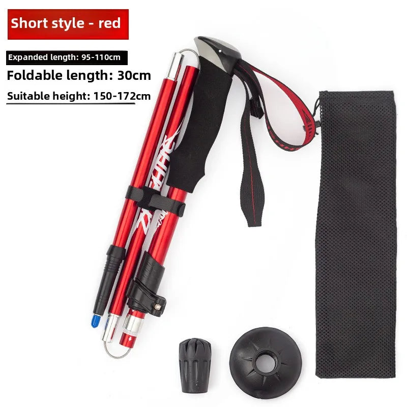 Ultra Lightweight Collapsible Trekking Pole Five-Fold Walking Stick for Hiking Camping Backpacking Aluminum Alloy Trekking Pole