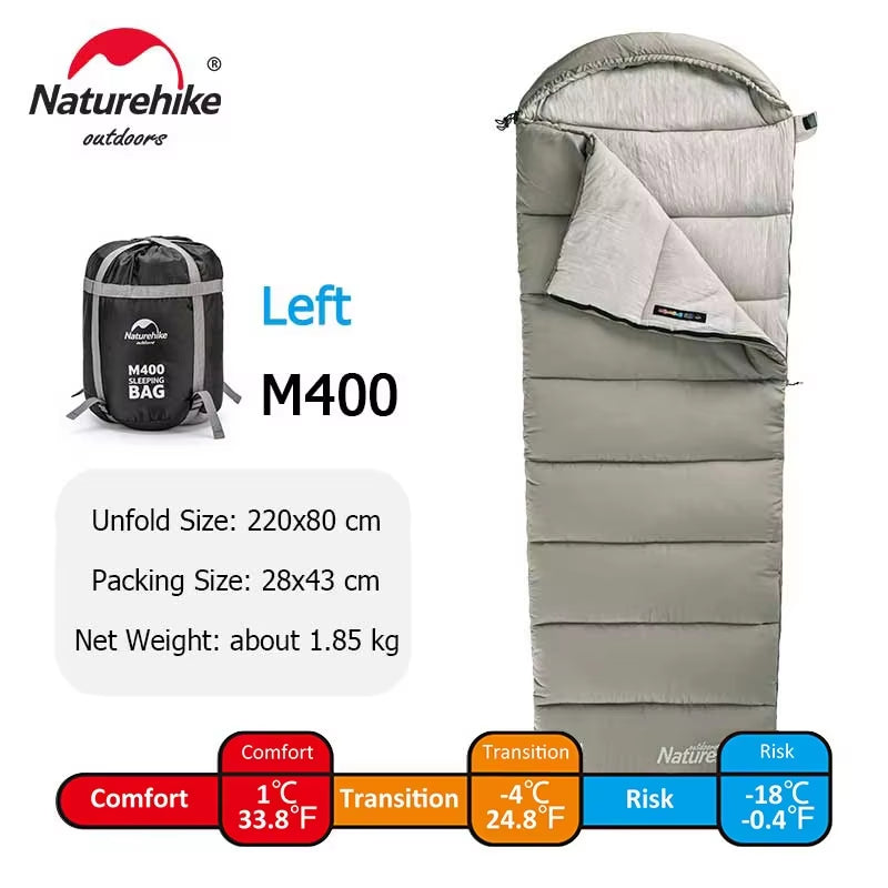 Naturehike M-Series Sleeping Bags – M180/M300/M400 Lightweight, Double & Winter-Ready Sleeping Bags for Spring & Autumn Camping | Hike This Supply