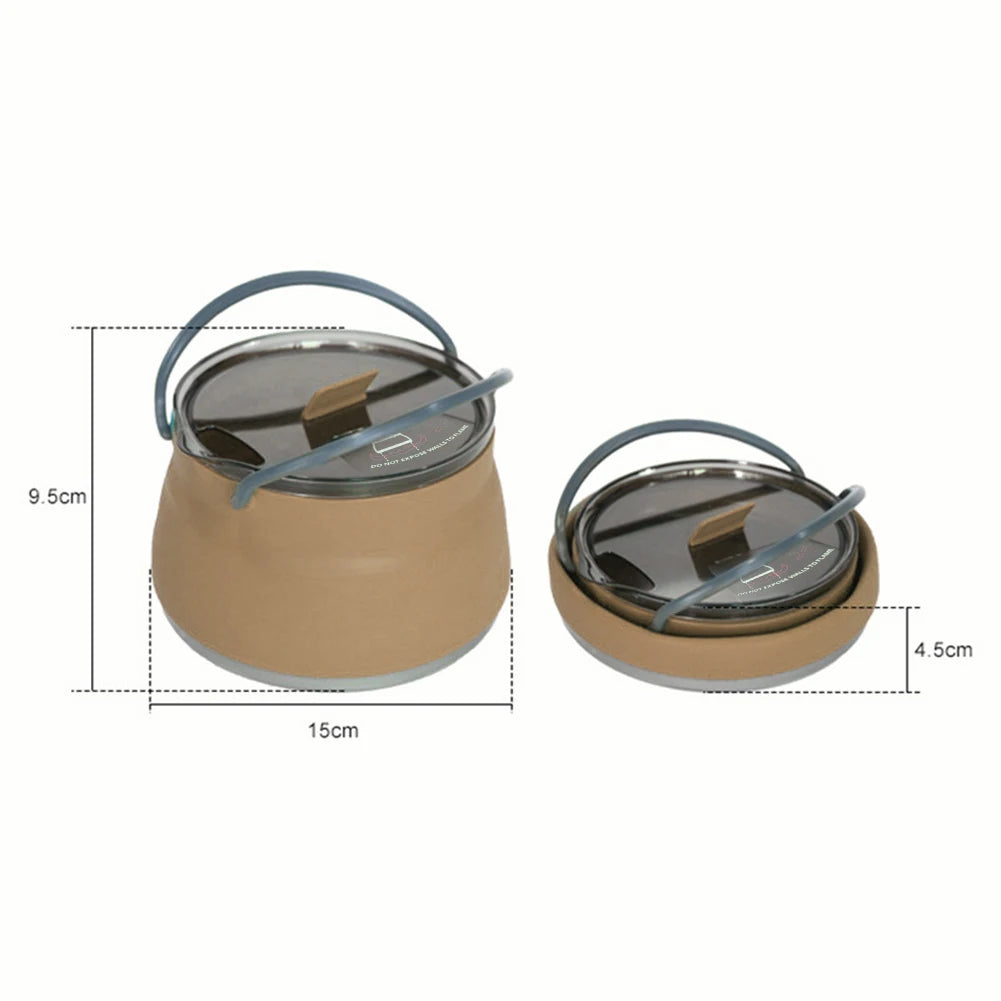 Collapsible Camping Kettle – 2.5L Silicone Foldable Cook Pot with Handle & Lid for Hiking, Backpacking, Outdoor Cooking | Hike This Supply