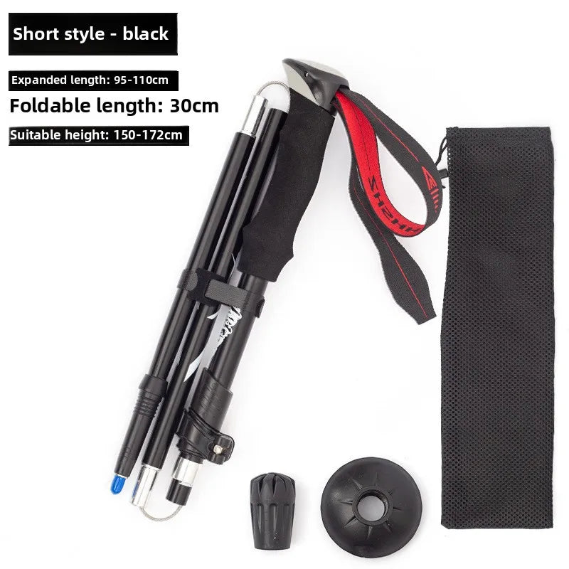Ultra Lightweight Collapsible Trekking Pole Five-Fold Walking Stick for Hiking Camping Backpacking Aluminum Alloy Trekking Pole
