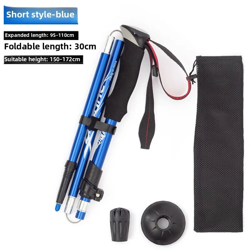 Ultra Lightweight Collapsible Trekking Pole Five-Fold Walking Stick for Hiking Camping Backpacking Aluminum Alloy Trekking Pole