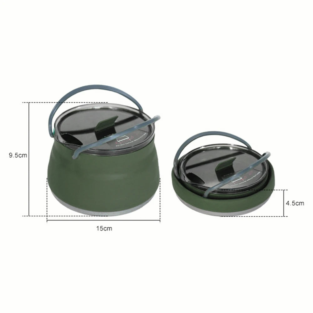 Collapsible Camping Kettle – 2.5L Silicone Foldable Cook Pot with Handle & Lid for Hiking, Backpacking, Outdoor Cooking | Hike This Supply
