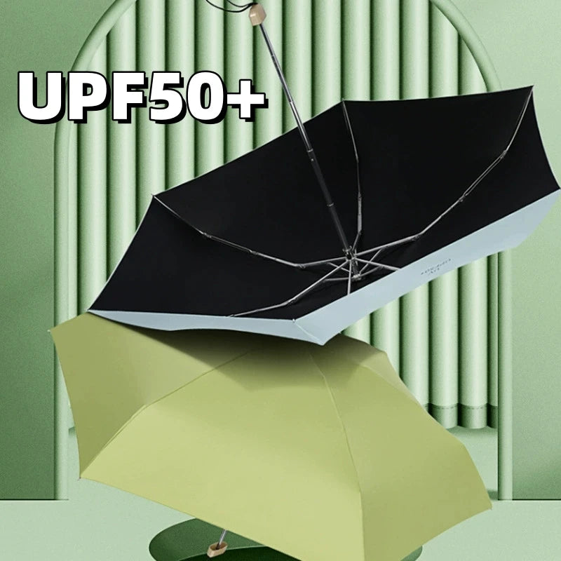 UPF50+ Mini Sun Umbrella Small Pocket Rain Travel Umbrella Vinyl Folding Umbrella UV Protection Sun Shade Pocket Parasol Capsule