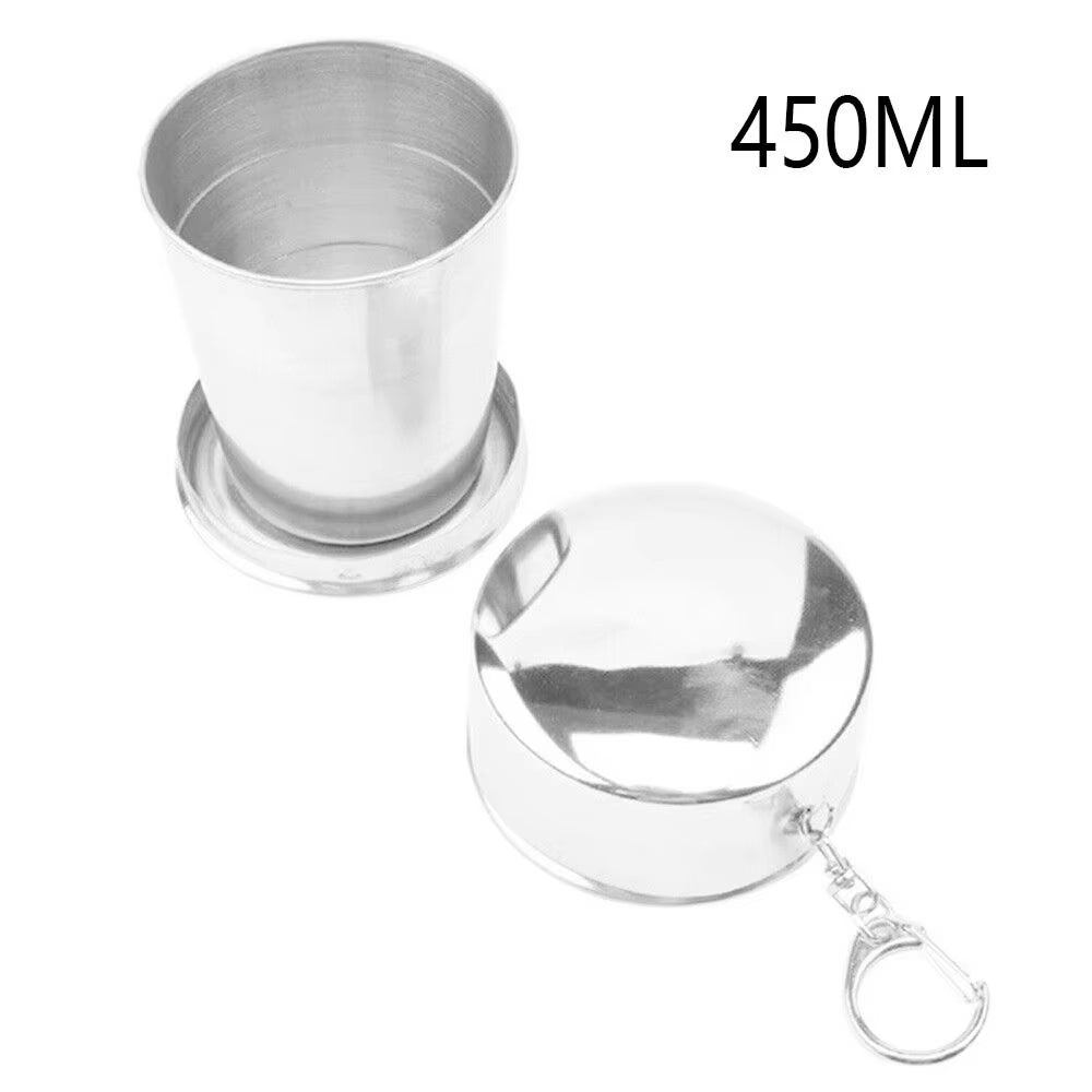 Stainless Steel Collapsible Travel Cup – Folding Telescopic Mug with Lid & Keychain for Hiking, Camping, Backpacking | Hike This Supply