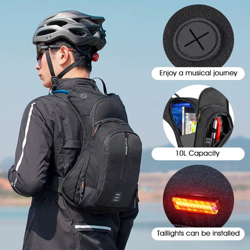 10L Ultralight Cycling Backpack Ergonomic Strap MTB Road Bicycle Bag with Water Bag Outdoor Hiking Climbing Bag