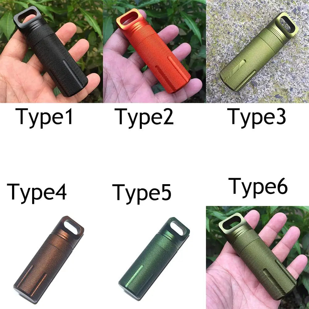 Outdoor Aluminum EDC Survival Kit Waterproof Seal Bottle Capsule/Pill Airtight Case Outdoor Tools Capsule Holder Storage