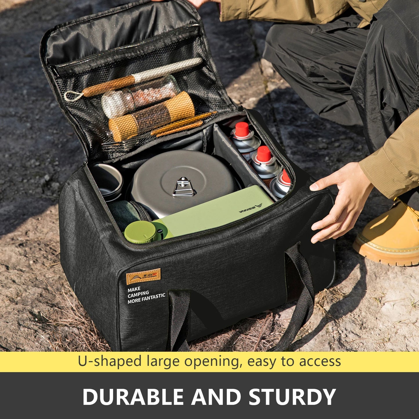 Outdoor Camping Bag 26L Folding Gas Tank Storage Bag Picnic Cookwre Container Camp Supplies Adjustable Partition