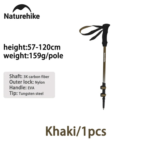 Trekking Pole Outdoor Climbing Poles Carbon Fiber 3 Section Retractable Poles Ultralight Walking Hiking Portable