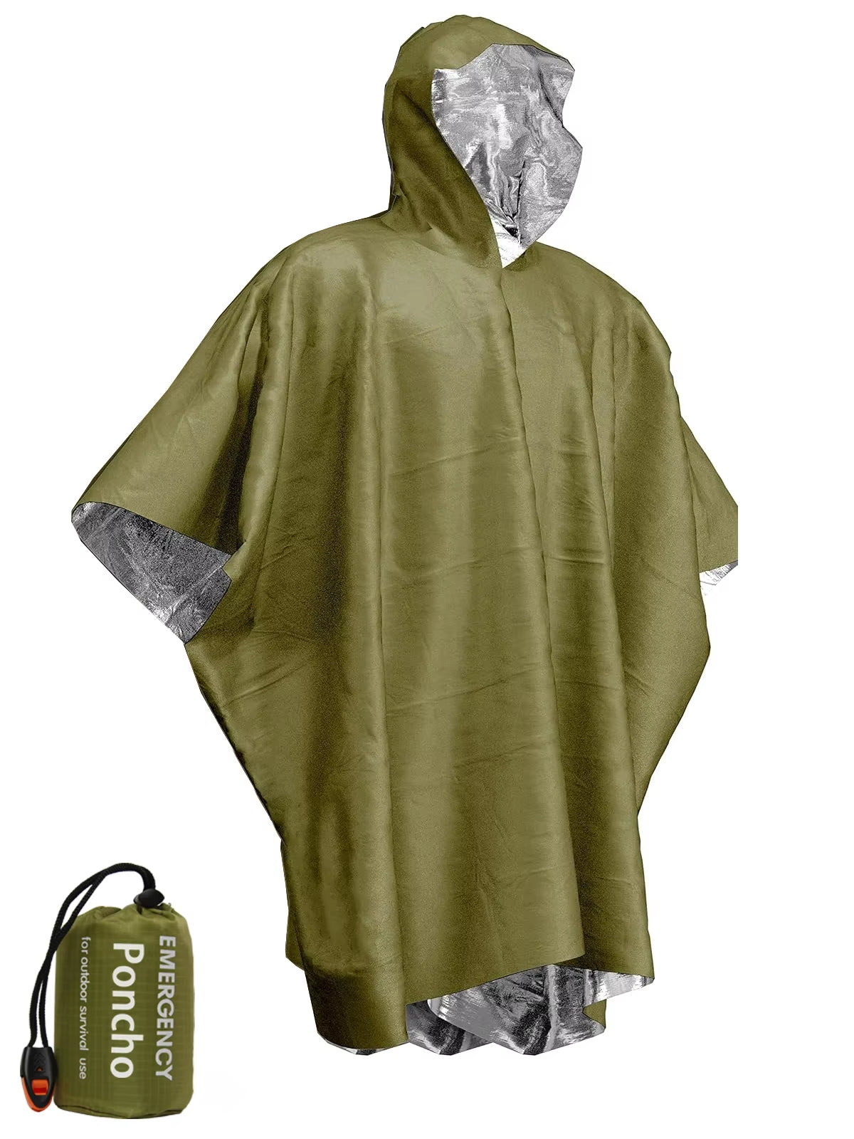 Emergency Water Proof Raincoat Aluminum Film Disposable Poncho Cold Insulation Rainwear Blankets Survival Tool Camping Equipment