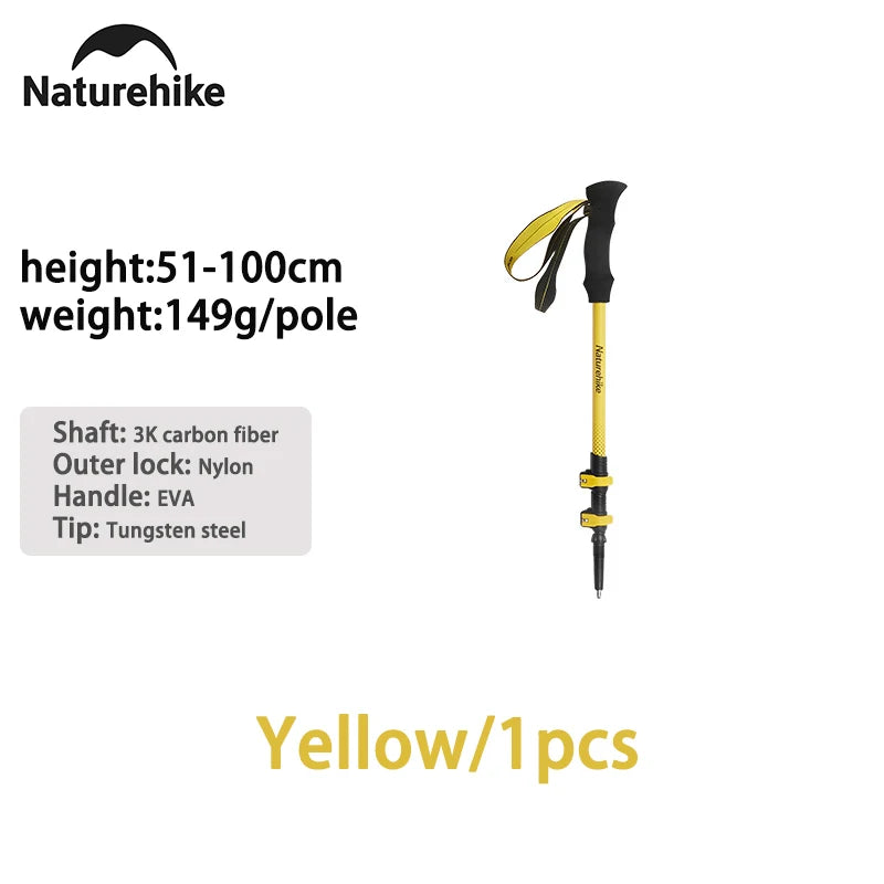 Trekking Pole Outdoor Climbing Poles Carbon Fiber 3 Section Retractable Poles Ultralight Walking Hiking Portable
