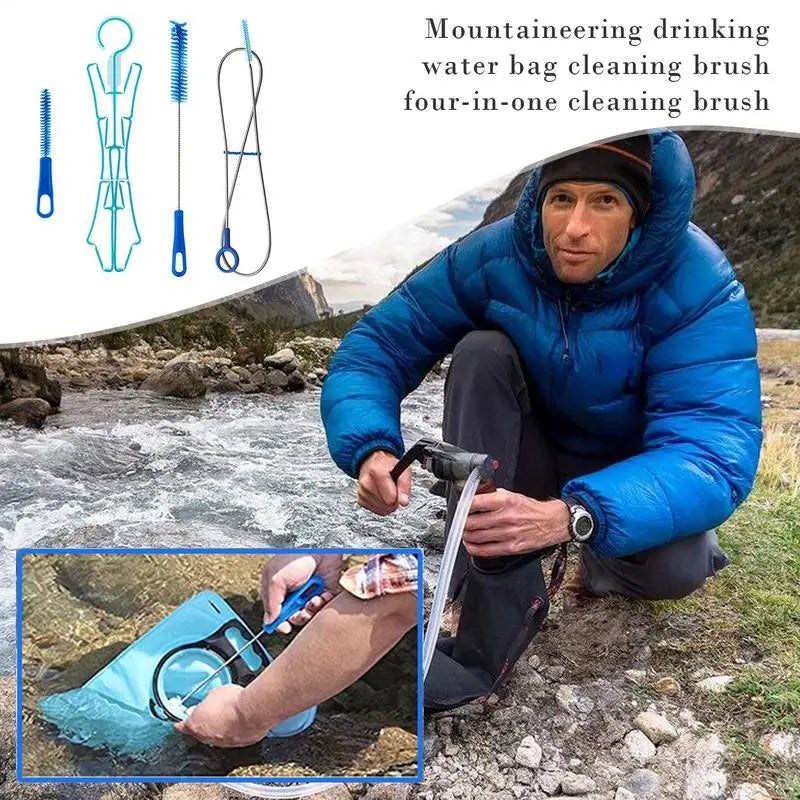 Water Hydration Bladder Cleaning Brush Kit Plastic Outdoor Drinking Water Bag Cleaner Camp Hiking Cooking Supplies