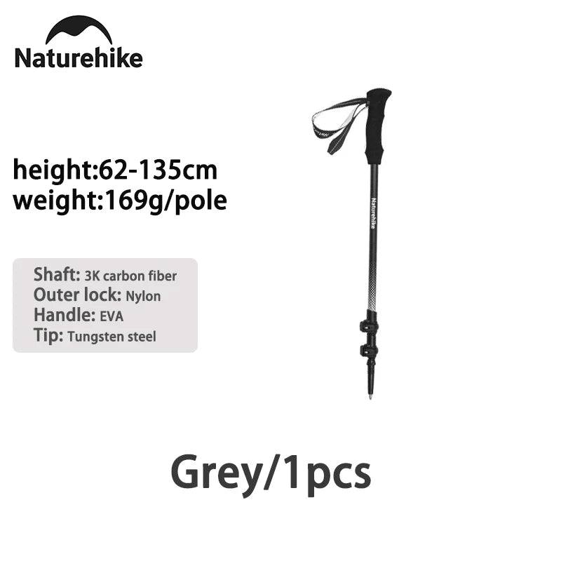 Trekking Pole Outdoor Climbing Poles Carbon Fiber 3 Section Retractable Poles Ultralight Walking Hiking Portable