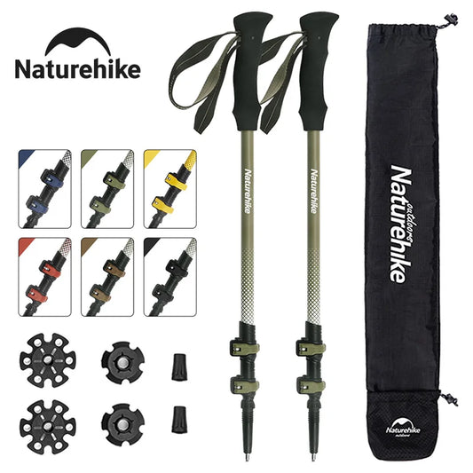 Trekking Pole Outdoor Climbing Poles Carbon Fiber 3 Section Retractable Poles Ultralight Walking Hiking Portable
