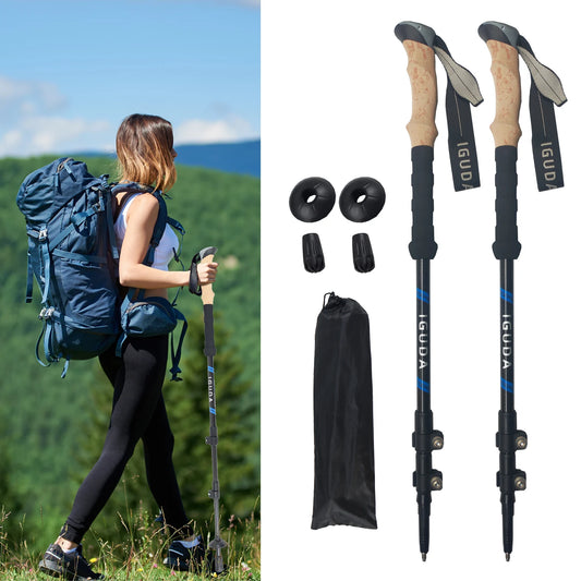 Trekking Poles Carbon Fiber Collapsible Telescopic Sticks Lightweight Walking Hiking Stick Climbing Stick Telescopic Cane