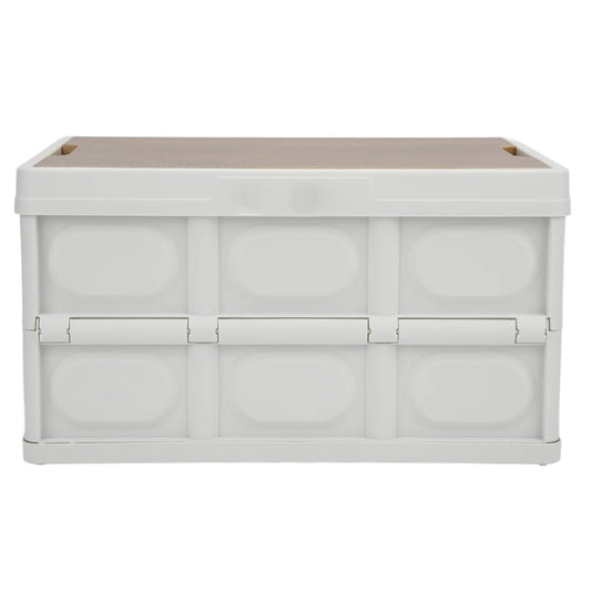 30L Outdoor Camping Picnic Folding Storage Box Multifunctional Thicken Removable Storage Box with Wooden Panel