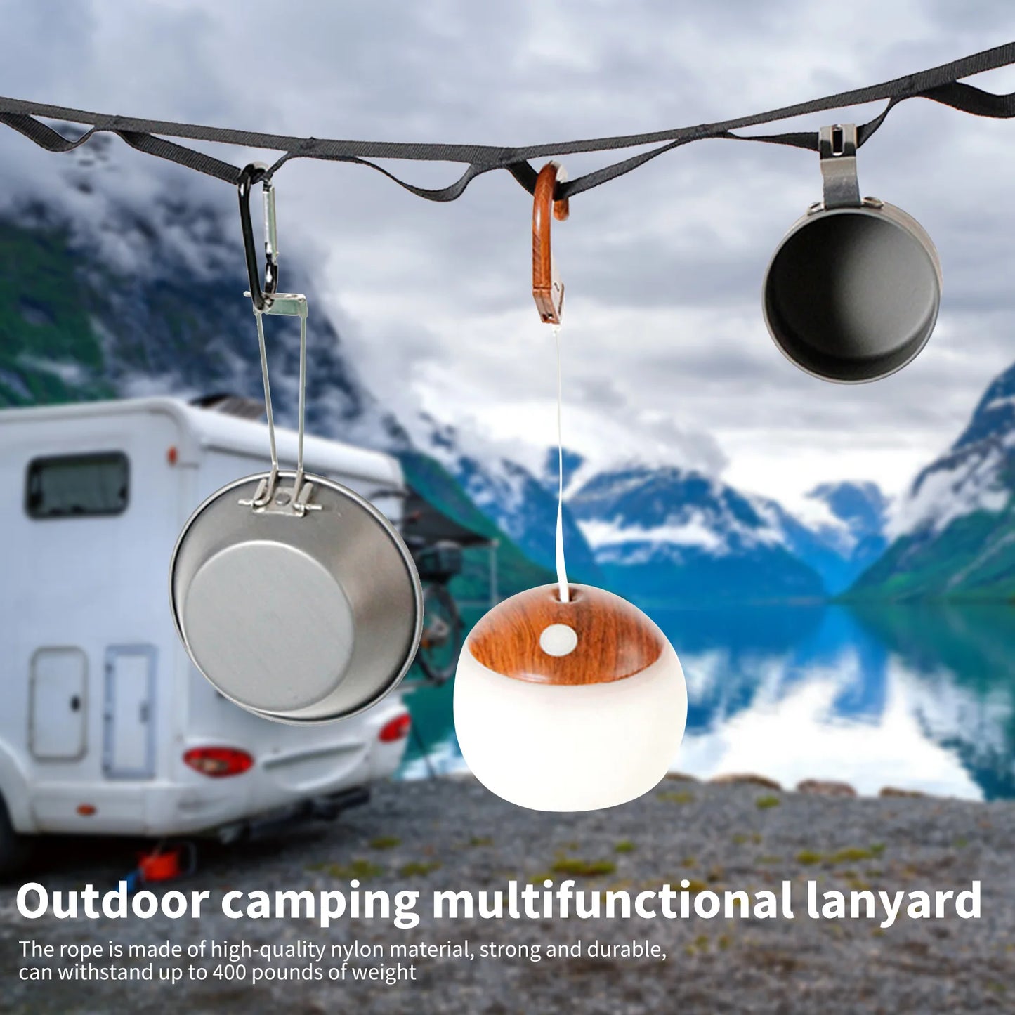 6.5ft Camping Lanyard Strap – Heavy-Duty Hanging Rope for Lanterns, Utensils, Gear & Outdoor Storage (400lb Capacity) | Hike This Supply