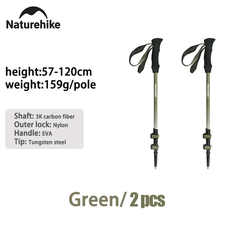 Trekking Pole Outdoor Climbing Poles Carbon Fiber 3 Section Retractable Poles Ultralight Walking Hiking Portable
