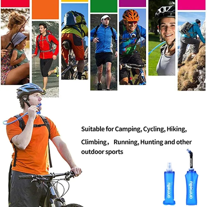 500Ml Water Bottle TPU Folding Soft Flask Sport Water Bottle Bag Collapsible Water Bottle Running Camping Hiking