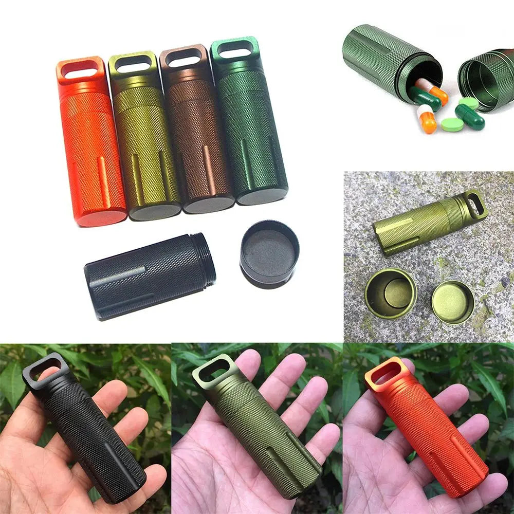 Outdoor Aluminum EDC Survival Kit Waterproof Seal Bottle Capsule/Pill Airtight Case Outdoor Tools Capsule Holder Storage