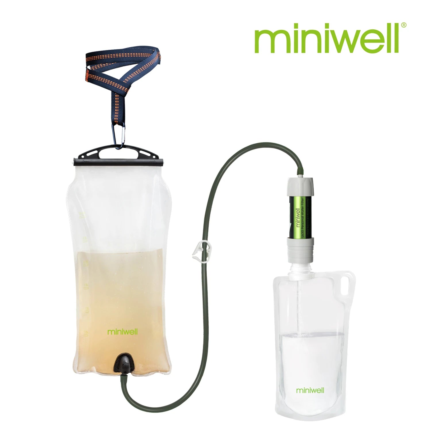 Miniwell Gravity Water Filtration System – Portable 3L Filter Kit for Hiking, Camping & Emergency Use| Hike This Supply