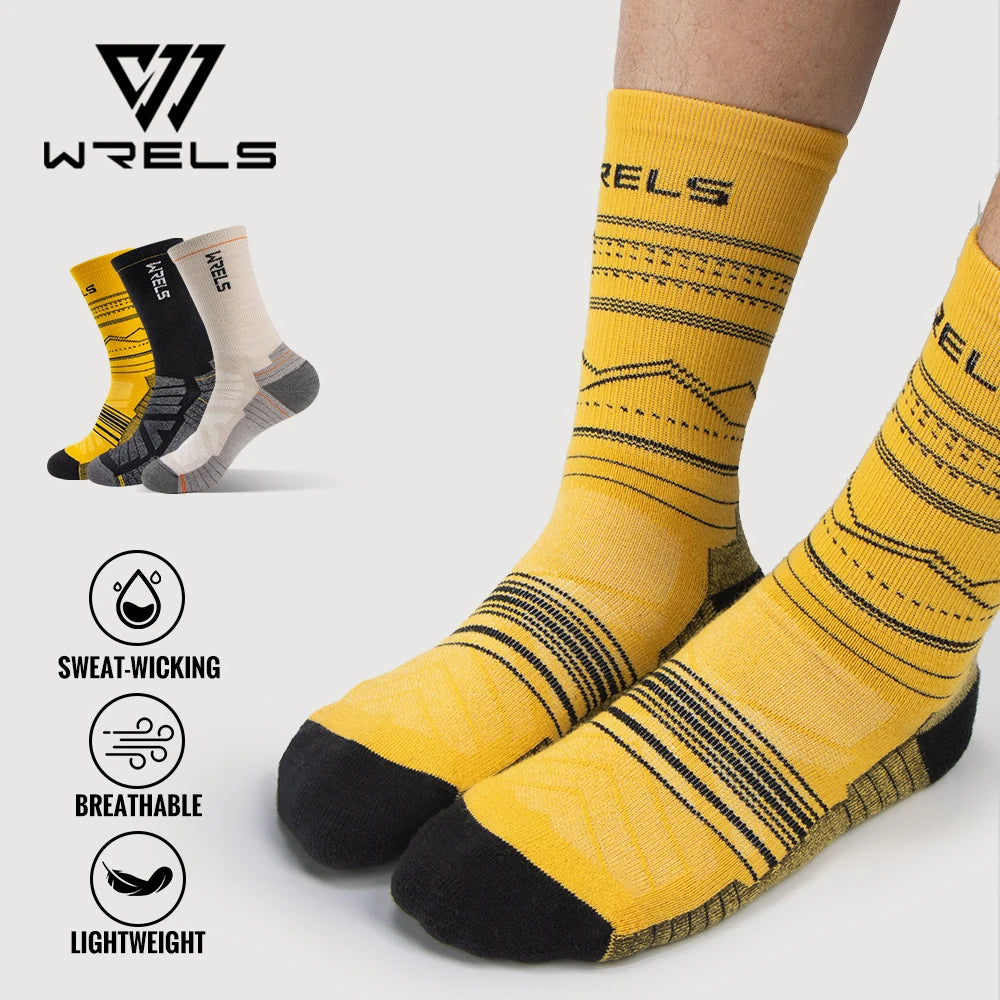 Merino Wool Socks Hiking Running Socks Soft Lightweight Shock Absorption Damping Mid-Calf Breathable Ankle Cycling Socks